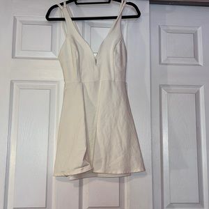 White deep v dress